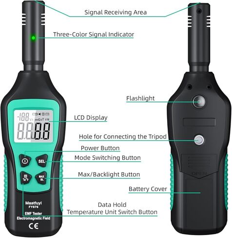 مقياس EMF، كاشف الإشعاع الكهرومغناطيسي، كاشف EMF LCD رقمي، اختبار EMF لصيد الأشباح، المنزل، المكتب، الهواء الطلق، أضواء المؤشر، Audibl in Kuwait
