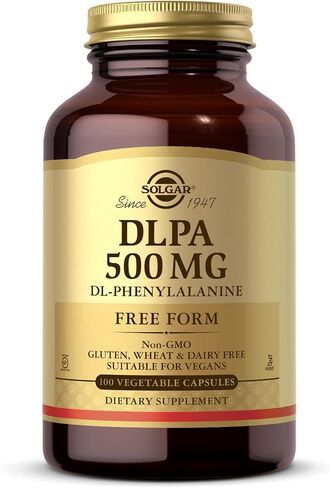 Solgar DLPA 500 مجم، 100 كبسولة نباتية - شكل حر DL-فينيل ألانين - يدعم الجهاز العصبي المركزي - نباتي، خالي من الغلوتين، خالي من منتجات الألبان، كوشير - 100 وجبة in Saudi Arabia