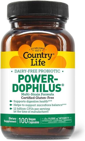 Country Life Power-Dophilus بروبيوتيك متعدد السلالات خالي من الألبان 12 مليار CFU، 200 كبسولة نباتية، خالي من الغلوتين معتمد، نباتي معتمد in Saudi Arabia