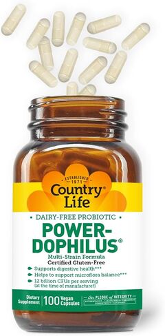 Country Life Power-Dophilus بروبيوتيك متعدد السلالات خالي من الألبان 12 مليار CFU، 200 كبسولة نباتية، خالي من الغلوتين معتمد، نباتي معتمد in Saudi Arabia