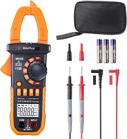 مقياس المشبك الرقمي، عدد True RMS 4000، جهاز قياس كهربائي رقمي لقياس مدى الجهد الكهربي للتيار المتردد/التيار المستمر، تيار تيار متردد/تيار مستمر، المقاومة، السعة، درجة الحرارة، الاستمرارية، الثنائيات، دورة العمل in Kuwait