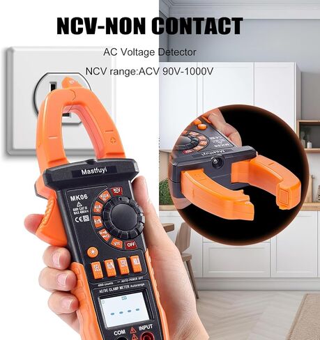 مقياس المشبك الرقمي، عدد True RMS 4000، جهاز قياس كهربائي رقمي لقياس مدى الجهد الكهربي للتيار المتردد/التيار المستمر، تيار تيار متردد/تيار مستمر، المقاومة، السعة، درجة الحرارة، الاستمرارية، الثنائيات، دورة العمل in Kuwait