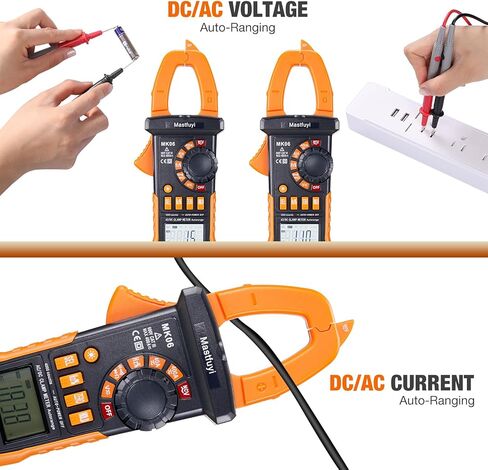 مقياس المشبك الرقمي، عدد True RMS 4000، جهاز قياس كهربائي رقمي لقياس مدى الجهد الكهربي للتيار المتردد/التيار المستمر، تيار تيار متردد/تيار مستمر، المقاومة، السعة، درجة الحرارة، الاستمرارية، الثنائيات، دورة العمل in Kuwait