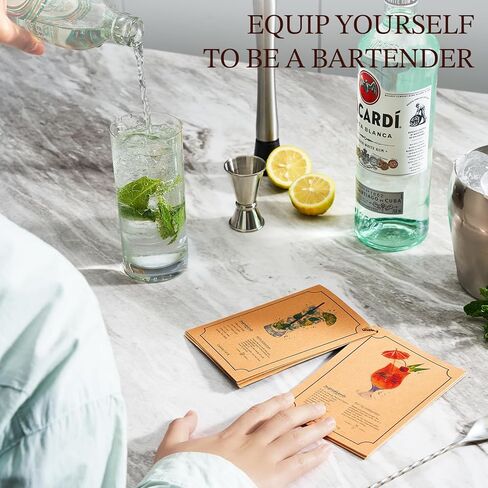 طقم شاكر الكوكتيل من KITESSENSU مع حامل | مجموعة بار مجموعة خلاط المشروبات مع جميع أدوات الملحقات الأساسية: مارتيني شيكر، جيجر، مصفاة، ملعقة خلاط، طين، سكب المشروبات الكحولية |فضي in Kuwait