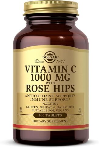 Solgar Vitamin C 1000 mg with Rose Hips, 100 Tablets - Antioxidant & Immune Support - Overall Health - Supports Healthy Skin & Joints - Non GMO, Vegan, Gluten Free, Dairy Free, Kosher - 100 Servings in Saudi Arabia