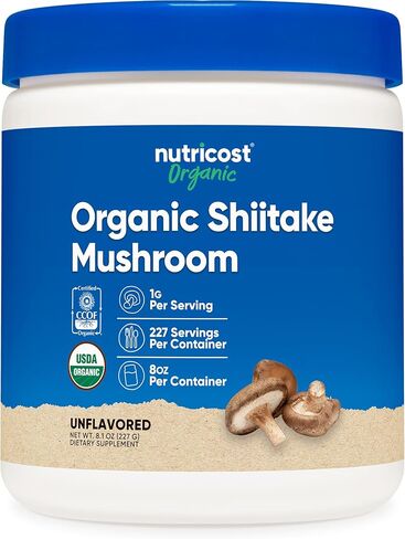 Nutricost Organic Shiitake Mushroom Powder 8oz - 100% Organic Certified, Gluten Free, Non-GMO in Saudi Arabia
