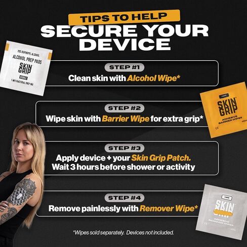 Skin Grip Adhesive Patches for Freestyle Libre 2 – Waterproof & Sweatproof for 10-14 Days, Pre-Cut Adhesive Tape, Continuous Glucose Monitor Sensor Cover – 20 Pack, Blue in Kuwait