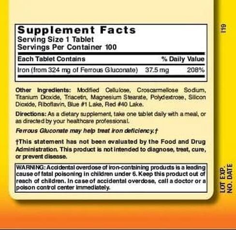 Nature's Blend Ferrous Gluconate Tablets 324 mg, 100 Count (Pack of 2) in Saudi Arabia