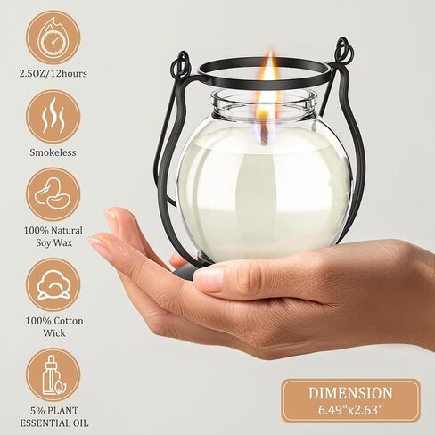 شموع معطرة، شموع فانوس صغيرة قديمة للمنزل معطرة، هدايا شموع شمع الصويا للنساء، أسود (3 × 2.5 أونصة) in Kuwait