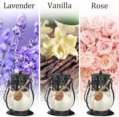 شموع معطرة، شموع فانوس صغيرة قديمة للمنزل معطرة، هدايا شموع شمع الصويا للنساء، أسود (3 × 2.5 أونصة) in Kuwait