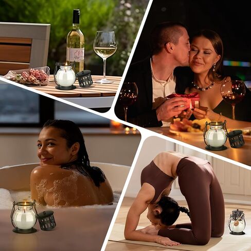 شموع معطرة، شموع فانوس صغيرة قديمة للمنزل معطرة، هدايا شموع شمع الصويا للنساء، أسود (3 × 2.5 أونصة) in Kuwait