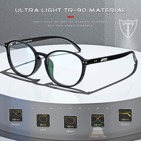 نظارات ATTCL للجنسين زرقاء اللون تحجب الضوء للرجال والنساء، نظارات كمبيوتر بإطار دائري in Kuwait