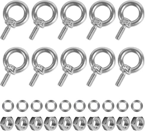 10 حزمة مسامير العين مع المكسرات M6 المسمار ييبولت الفولاذ المقاوم للصدأ الثقيلة مسمار بعروة الذكور المسمار موضوع حلقة الكتف العين البراغي in Kuwait