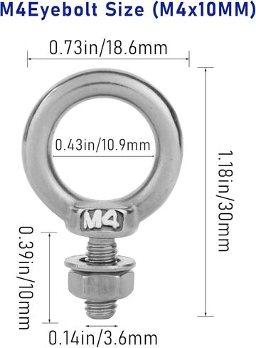 10 حزمة مسامير العين مع المكسرات M6 المسمار ييبولت الفولاذ المقاوم للصدأ الثقيلة مسمار بعروة الذكور المسمار موضوع حلقة الكتف العين البراغي in Kuwait