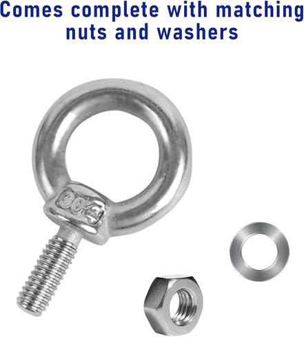 10 حزمة مسامير العين مع المكسرات M6 المسمار ييبولت الفولاذ المقاوم للصدأ الثقيلة مسمار بعروة الذكور المسمار موضوع حلقة الكتف العين البراغي in Kuwait