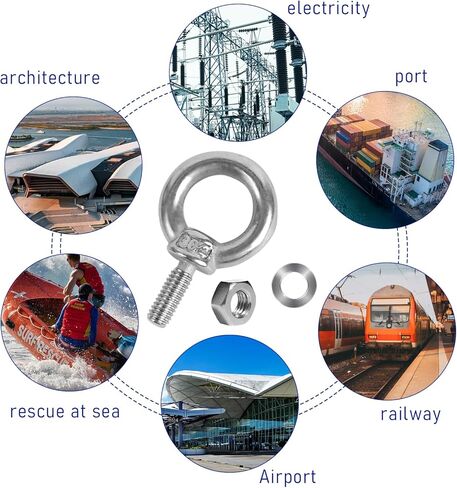 10 حزمة مسامير العين مع المكسرات M6 المسمار ييبولت الفولاذ المقاوم للصدأ الثقيلة مسمار بعروة الذكور المسمار موضوع حلقة الكتف العين البراغي in Kuwait