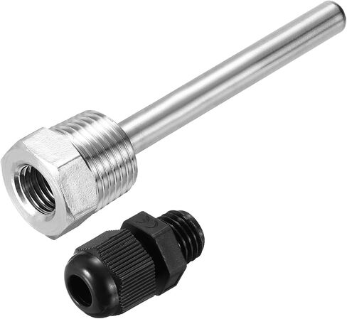 Uxcell 8mm Dia G1/2 Thermowell الفولاذ المقاوم للصدأ بدون لحام 201 200 مم طول لتخمير البيرة in Kuwait