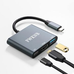 HDMI to USB C Adapter Type C to Hdmi Adapter AV Multiport Adapter with 4K HDMI Output USB 3.0 Port Fasting Charging Port Compatible for MacBook Pro MacBook Air Ipad Pro and More USB C Devices