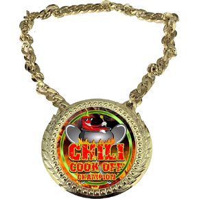 Express Medals Chili Cookoff Cooking Champ Chain Trophy Award with a Center Plaque Plate Measuring 6 by 5.25 Inches and Includes a 34 Inch Chain with Black Velvet Presentation Bag.
