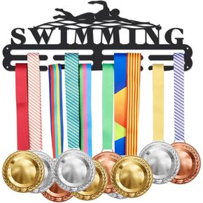 SUPERDANT Beach Surfing Medal Display Rack Coconut Tree Medals Hanger Accommodate for 60+ Medals Black Iron Wall Mounted Hooks for Competition Medal Holder Display Wall Hanging 40x15cm in Saudi Arabia