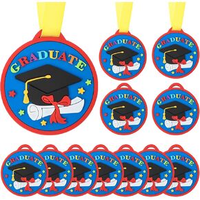 Graduation Medals for Kids, 2 Inch Silicone Award Medals Bulk with Lightweight Neck Ribbon, Cute Graduation Medal, Kindergarten Preschool Graduation Gifts