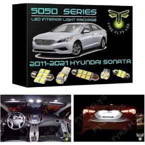 White LED Interior Lights for 2011-2021 Hyundai Sonata 10 Piece 6000K 5050 Series SMD Package Kit and Install Tool