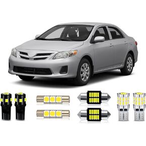 White LED Bulbs Package Kit Compatible with 2003 2004 2005 2006 2007 2008 2009 2010 2011 2012 Toyota Corolla Interior Map Dome Light + License Plate Light and Install Tool, 6 Piece