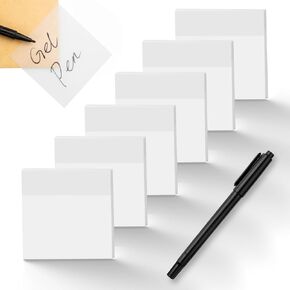 Transparent Sticky Notes 3X3 Inch Post Clear Sticky It Notes See Through Translucent Sticky Notes with Pen for Office Back School Classroom Supplies Women Teacher Student Must Haves 6 Pads Bright