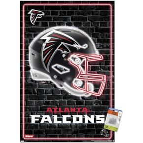 Trends International NFL Atlanta Falcons - Neon Helmet 23 Wall Poster, 14.72" x 22.37", Premium Poster & Push Pin Bundle
