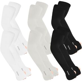 6 Pairs Arm Sleeves Men Women, UPF50+ UV Protection Cooling Sun Sleeves with Thumb Hole for Outdoor Sports Golf Tennis Cycling Driving Running
