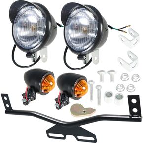 GXYWADY Motorcycle Black Driving Spot Fog Light Turn Signal Light Bar Kit with Bracket Set