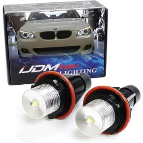 iJDMTOY (2 White LED Angel Eye Ring Marker Bulbs Compatible with BMW 5 6 7 Series X3 X5 (E39 E53 E60 E63 E64 E65 E66 E83), 7000K White