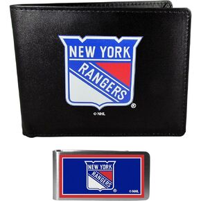 Siskiyou Sports NHL New York Rangers Bi-fold Wallet & Color Money Clip, Black, One Size
