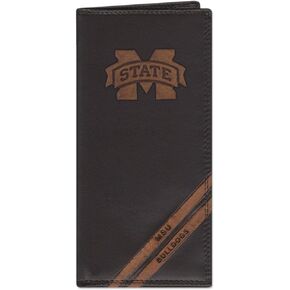 NCAA Mississippi State Bulldogs Zep-Pro Pull-Up Leather Long Secretary Embossed Wallet, Brown