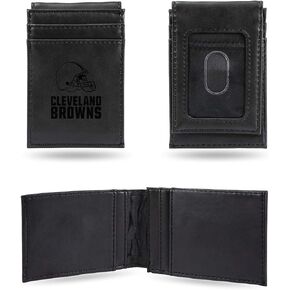 Rico Industries Laser Engraved Front Pocket Wallet, Cleveland Browns, Black, 2.75 x 4-"