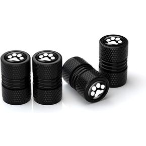 4 PCS Tire Valve Stem Caps, Car Wheel Tire Valve Belt with Seal Corrosion Resistant,Universal Stem Covers for Cars SUVs Bike Bicycle Trucks Motorcycles, Car Accessories, Dog Paw Print, Red