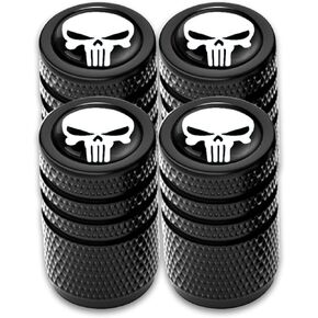 4 PCS Skull Tire Valve Stem Caps Car Tire Cap, Corrosion Resistant Leak-Proof Heavy-Duty Alloy Dust Proof Skull Style Stem Covers for Cars, Trucks, Bikes, Motorcycles, Bicycles (Blue)