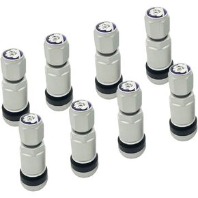 8pcs Car Tubeless Tire Valve Stem Bolt-in Aluminum Alloy Explosion Proof Wheel Tire TPMS Valve Stem with Dust Caps (Gun-black)