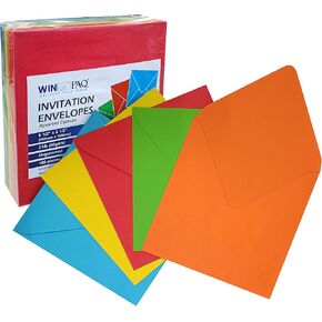 6-1/2" x 6-1/2" Winpaq Assorted Colors Ungummed on seal flap Square V-Flap Envelopes 100 Counts -(Each Colors 20 Pieces) 8M6464 (100) in Kuwait