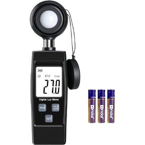 Light Meter, Handheld Lux Meter for Ambient Light Intensity Monitoring, Digital Photometer Range up to 200,000 Lux, Illuminance Sensor with MAX/MIN Data Hold for Office/Home