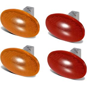 Partsam 2 Amber + 2 Red Dually Bed Fender Clearance Side Marker Lights Cover Lens with Sockets Aftermarket Replacements Compatible with F350 F450 F550 99 00 01 02 03 04 05 06 07 08 09 10