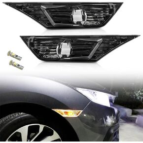 Smoked Lens Led Side Marker Light for 2016-2021 10th Gen Honda Civic Sedan Coupe Hatchbakc, Replace OE Front Sidemarker Lamps