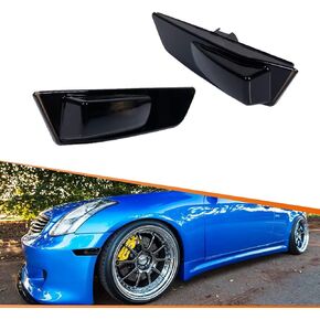 ADIIL Clear Lens Amber LED Side Marker Lights Compatible With 2003-2007 Infiniti G35 Coupe Skyline Front Bumper Turn Signals Side Marker Assembly