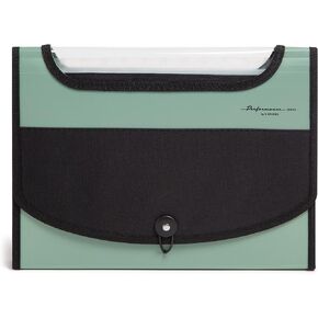 U Brands Olive 13 Pocket Performance Expanding Poly File Folder, Office Supplies, Clear View Top, Exterior Storage Pockets, 1 Count