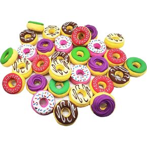 Pack of 24 Donuts Pencil Erasers, Donuts Puzzle Erasers Food Pencil Erasers for Party Supplies Favors Kids Reward Gift