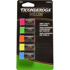 Ticonderoga Erasers, Neon, 5 Count, 6 Packs (X38965)