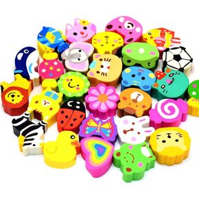 Pack of 30 Pencil Erasers, Cartoon Animal Puzzle Erasers Pencil Top Erasers Caps for Party Supplies Favors Kids Git