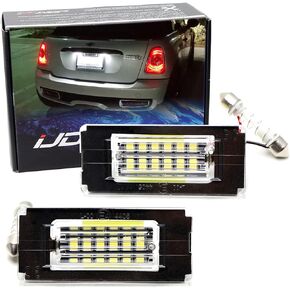 iJDMTOY OEM-Fit 3W Full LED License Plate Light Kit Compatible with 2006-14 Mini Cooper Gen2 R56 R57 R58 R59 Powered by 18-SMD Xenon White LED & Can-Bus Error Free