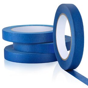 Blue Painters Tape Masking Tape Bulk, Blue Tape for Painting Automotive Walls, Paint for Indoors & Outdoors, 0.7 inch Wide x 50 Yards, 200 Yard in Total