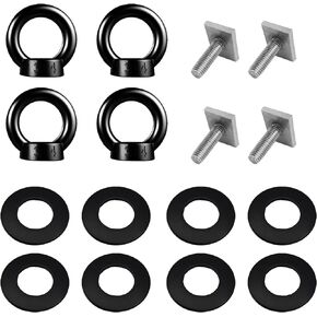 4 Pack Heavy Duty Eye Bolt T Track Mount Tie Down Anchor Heavy Duty Eye Bolt Tie Down Rings M8 Eye Nuts Mounting Gasket Included 304 Stainless Steel Anchoring kit for Holding Bungee Cord Ropes Hooks
